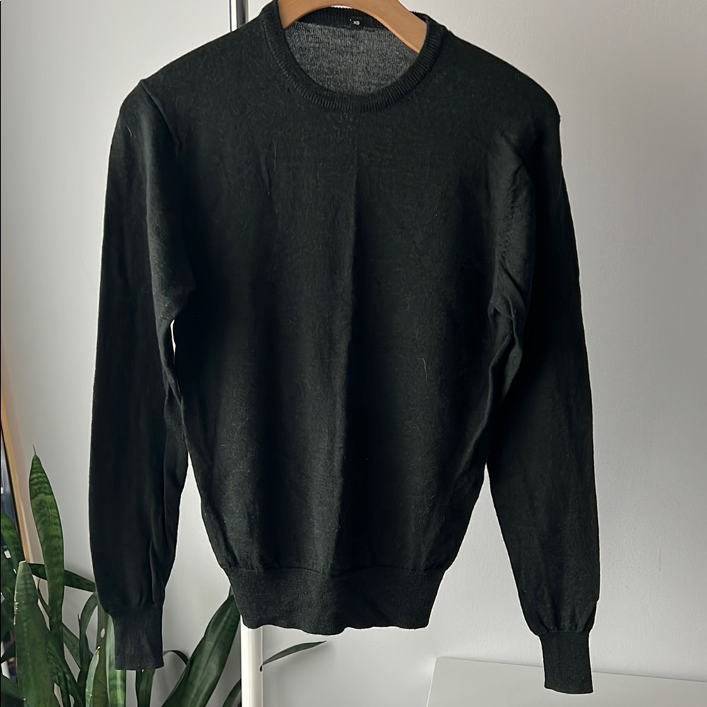 Muji 100% wool Men's dark green crewneck lightweight Sweater XS